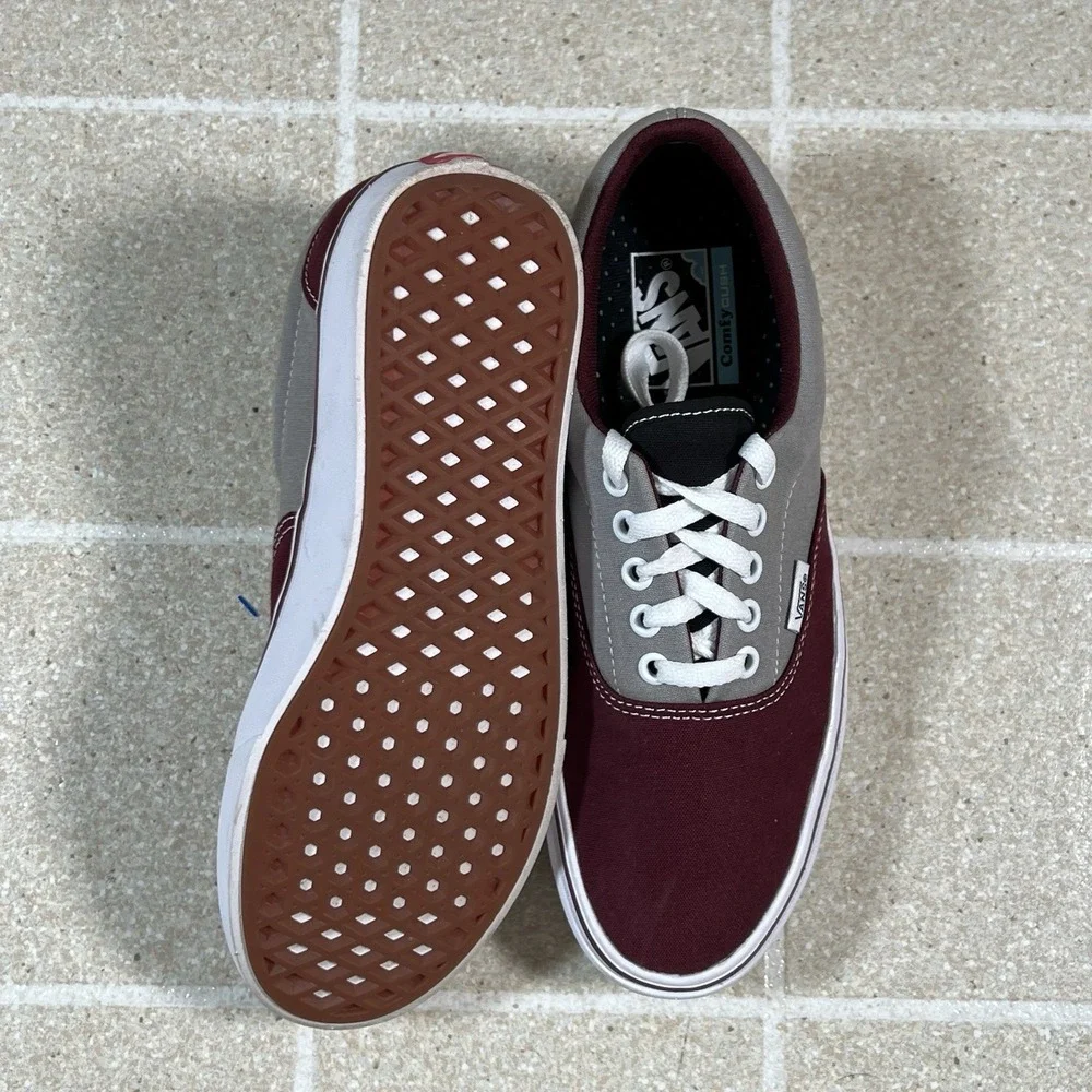 VANS Comfycush Era Unisex Canvas Gray and Burgundy Men's Size 7.5